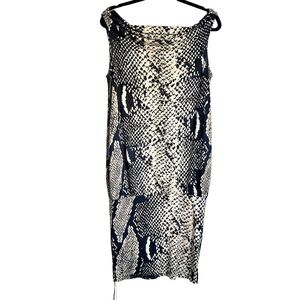 Diane Von Furstenburg Snake Print Draped‎ Dress Sz 8
